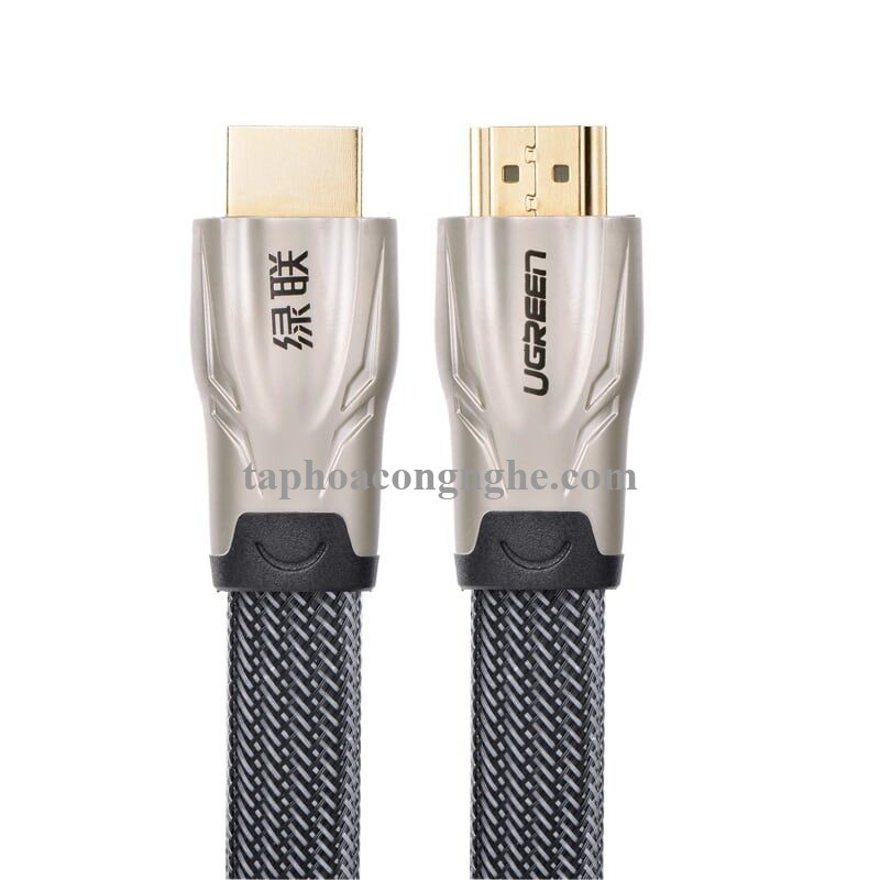 Ugreen 10254 5M màu Đen Cáp tín hiệu HDMI vỏ bọc lưới cao cấp cáp dẹt HD102 30010254